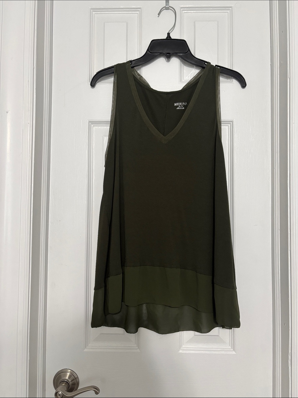 Merona Olive V-Neck Layered Shell Tank